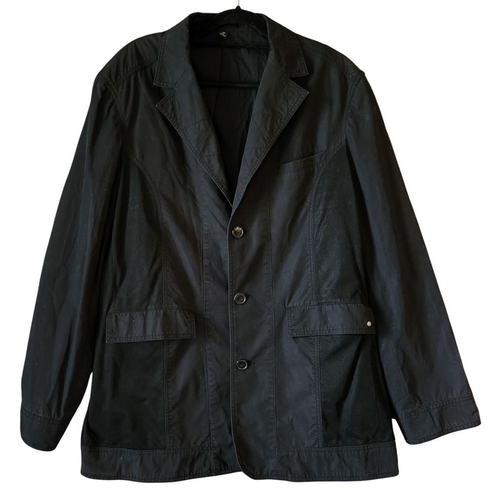 Black Rivet Blazer Sport Coat Mens XXL Distressed Y2K Mesh Moto Black FLAW‎
